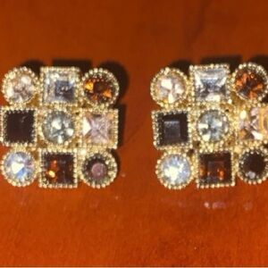 Elegant Gold and Multicolor Stud Earrings